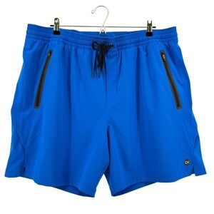 Outerknown Active Volley Apex Shorts Drawstring Mens XXL 7" Blue Performance Gym